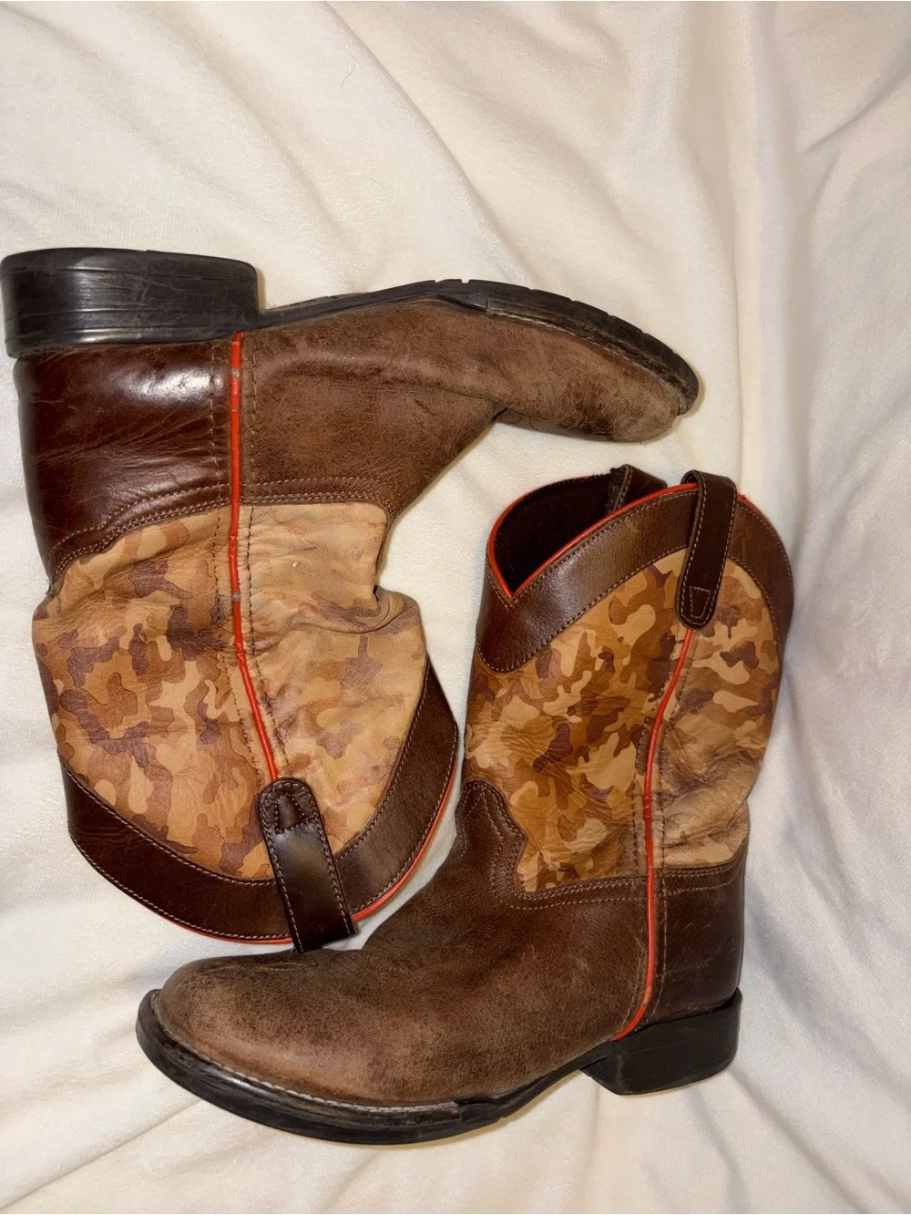 Cody James Brown Camo Western cowboy Boots big kid size 6